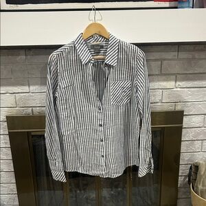 Natural Reflections Black and White Striped Button Down Shirt